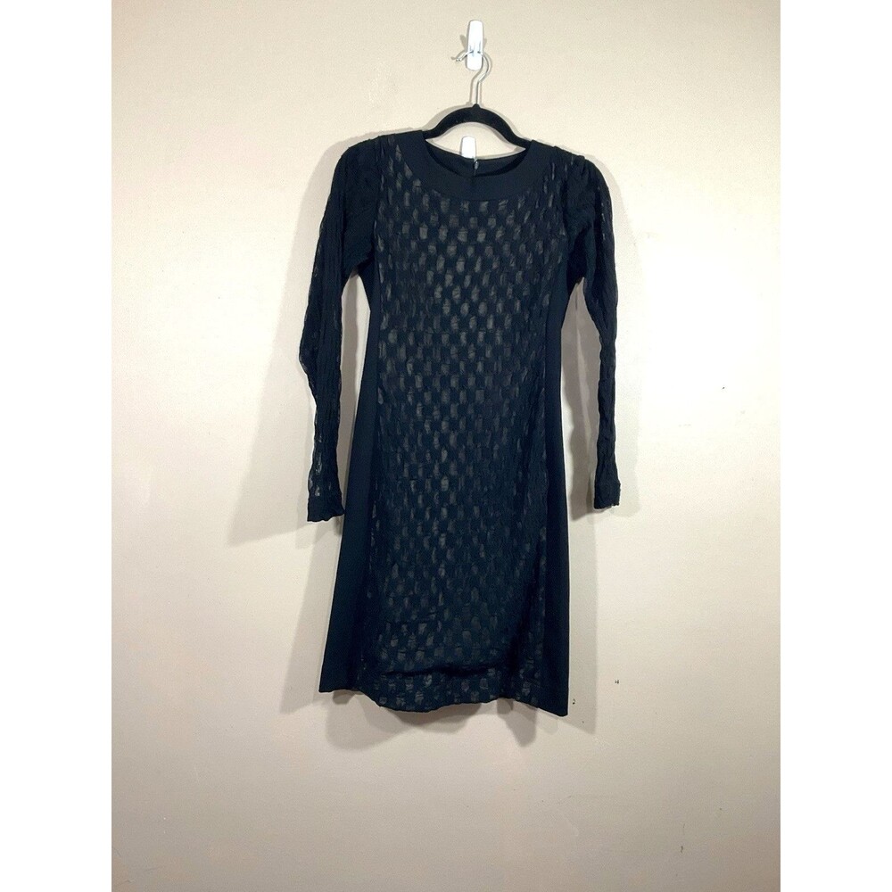 Sara Campbell Womens Mesh Overlay Midi Dress 4 Black Goth Gala Cocktail Party